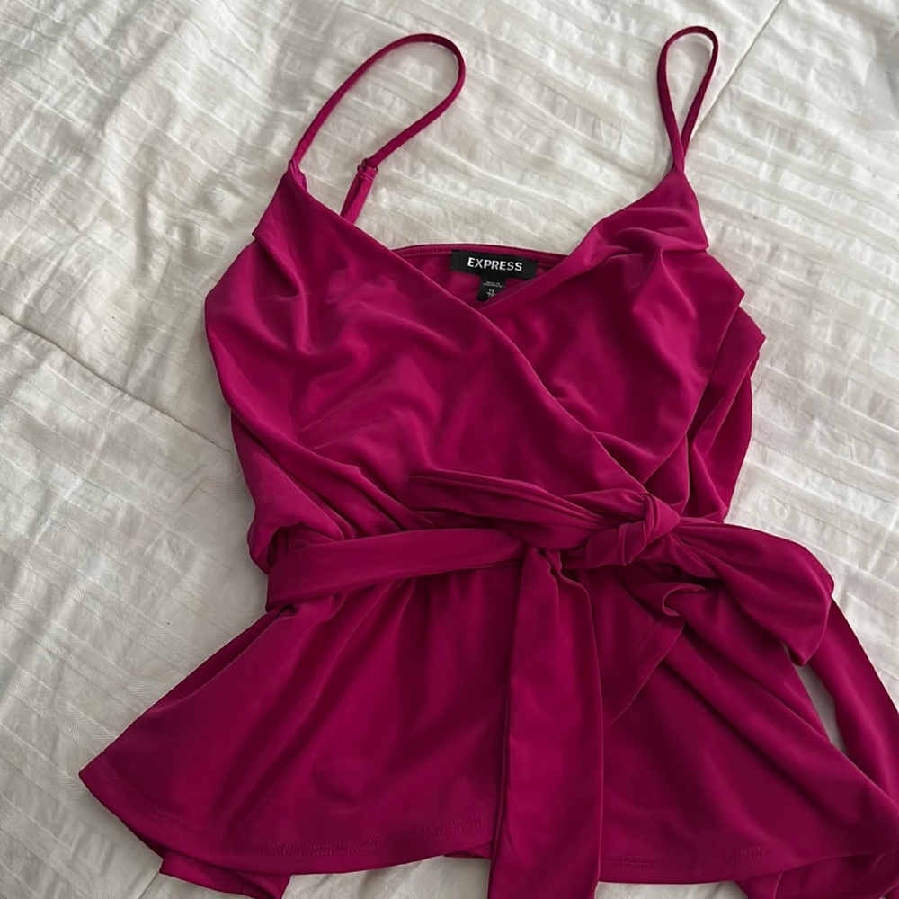 Pink Sleeveless Wraparound Blouse